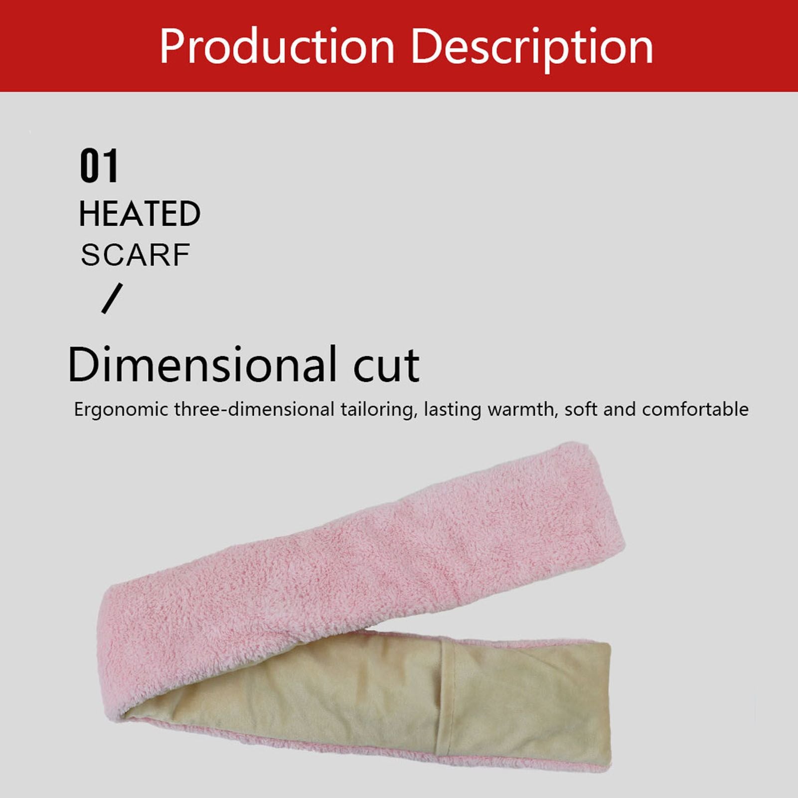 Electric Heating Scarf Evenly Heating Comfortable Skin Friendly Short Plush Pink USB Heated Scarf for Winter