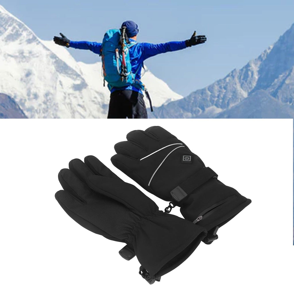 Heated Gloves Skiing Snowboarding Electric Battery Heated Gloves with 3 Heating Levels Skiing for Men Women XL