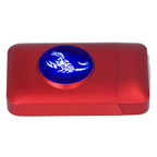USB Rechargeable Cigarette Case Box with Windproof Lighter Holding 19pcs 84mm to 100mm Cigarettes Red Scorpion