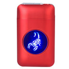 USB Rechargeable Cigarette Case Box with Windproof Lighter Holding 19pcs 84mm to 100mm Cigarettes Red Scorpion