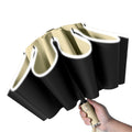 Automatic Reverse Umbrella Large One Key Control with Reflective Strip Folding Umbrella for Sunny Or Rainy Day Light Khaki
