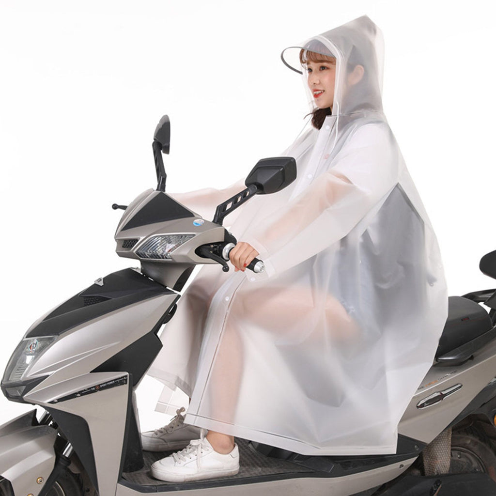 Adult Rain Poncho EVA Breathable Hooded Rain Poncho Outdoor Bike Cycling Raincoat for Men Women White XL