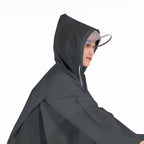 Adult Rain Poncho EVA Breathable Hooded Rain Poncho Outdoor Bike Cycling Raincoat for Men Women Black L