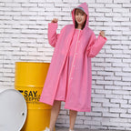 Adult Rain Poncho EVA Breathable Hooded Rain Poncho Outdoor Bike Cycling Raincoat for Men Women Rose Red M