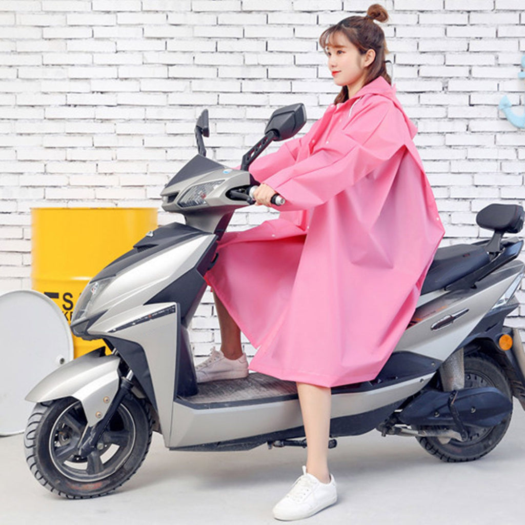 Adult Rain Poncho EVA Breathable Hooded Rain Poncho Outdoor Bike Cycling Raincoat for Men Women Rose Red M