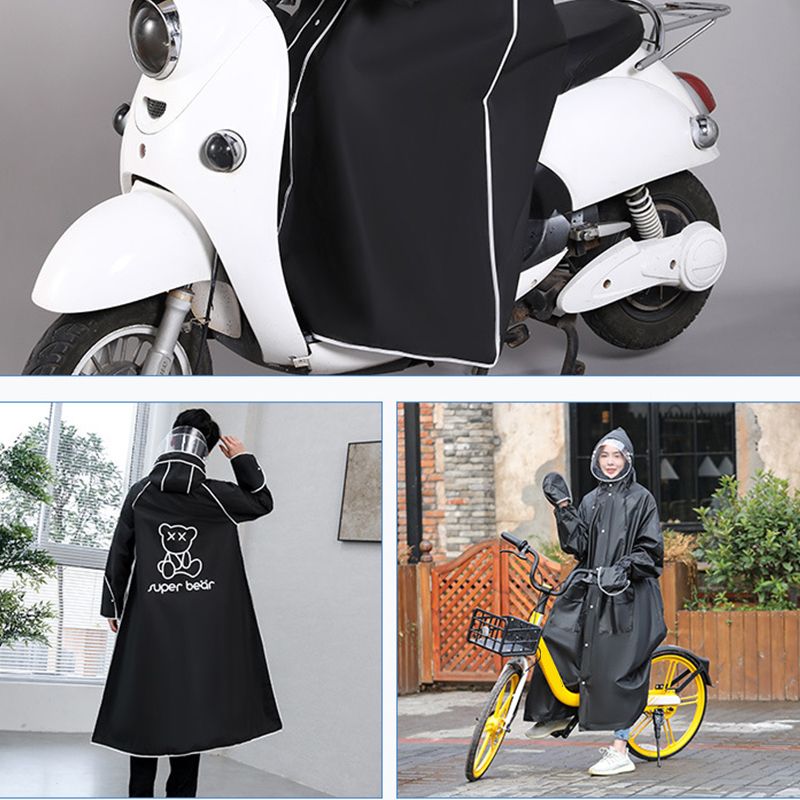 Adult Raincoat Rainstorm Proof Hiking Cycling Raincoat with Double Hat Brim Waterproof Zipper 902 Black 2XL 160‑175cm/63.0‑68.9in