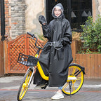 Adult Raincoat Rainstorm Proof Hiking Cycling Raincoat with Double Hat Brim Waterproof Zipper 902 Black 2XL 160‑175cm/63.0‑68.9in