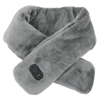 Heating Scarf USB Powered Soft Warm Soreness Relief Vibration Massage Pure Color Heated Neck Wrap for Adult Elderly Dark Gray