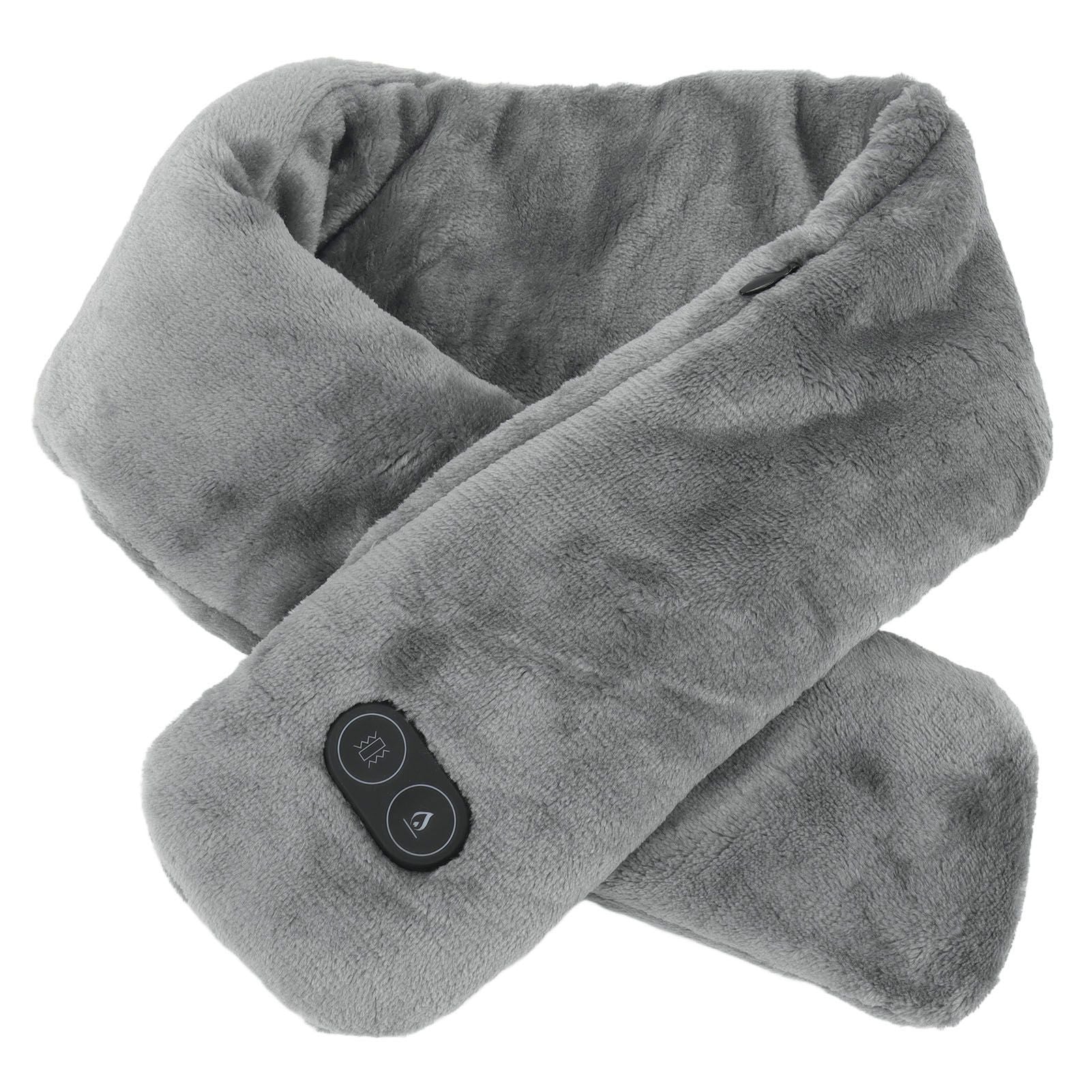 Heating Scarf USB Powered Soft Warm Soreness Relief Vibration Massage Pure Color Heated Neck Wrap for Adult Elderly Dark Gray
