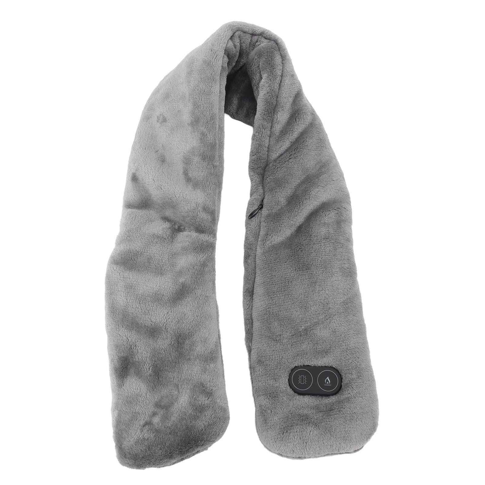 Heating Scarf USB Powered Soft Warm Soreness Relief Vibration Massage Pure Color Heated Neck Wrap for Adult Elderly Dark Gray