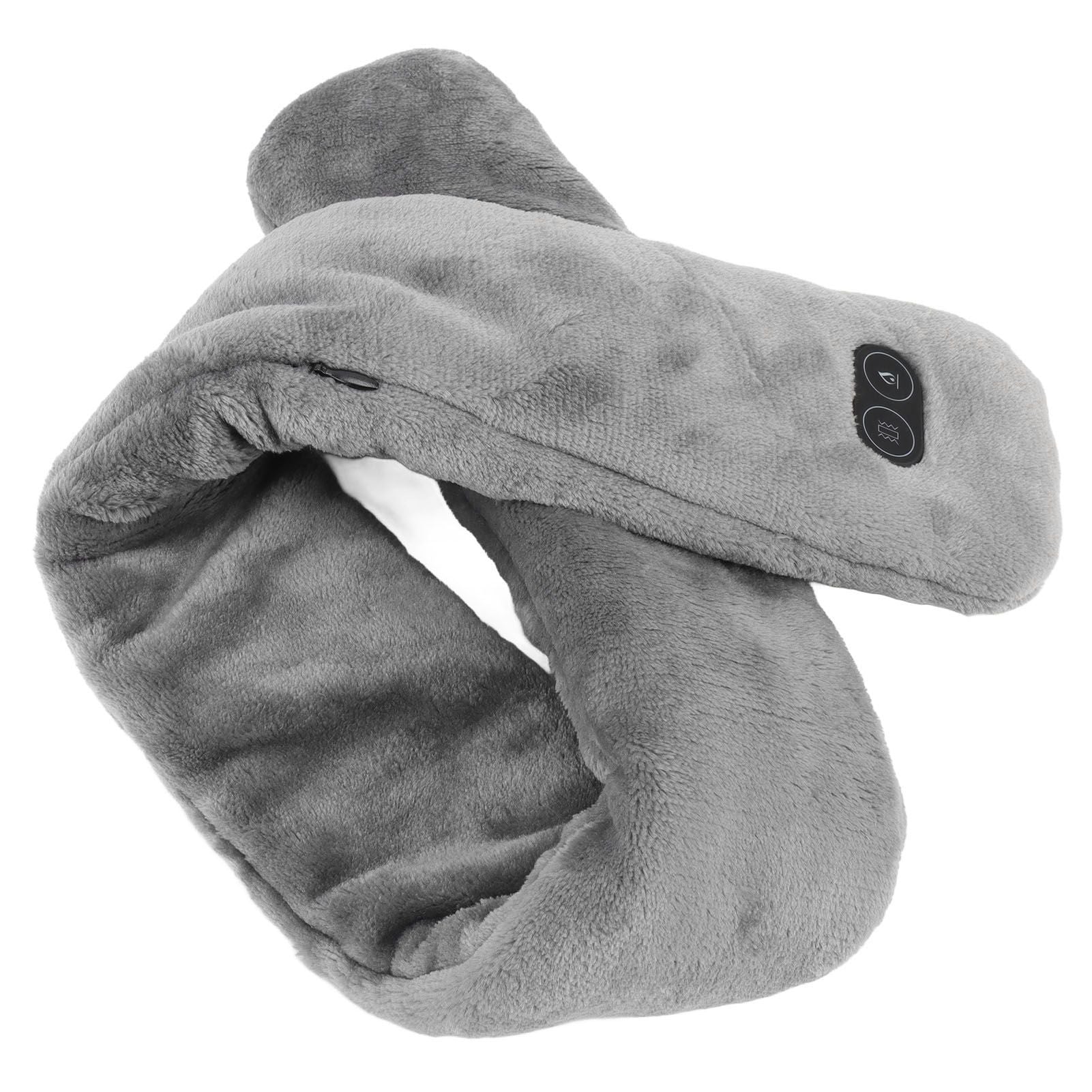 Heating Scarf USB Powered Soft Warm Soreness Relief Vibration Massage Pure Color Heated Neck Wrap for Adult Elderly Dark Gray