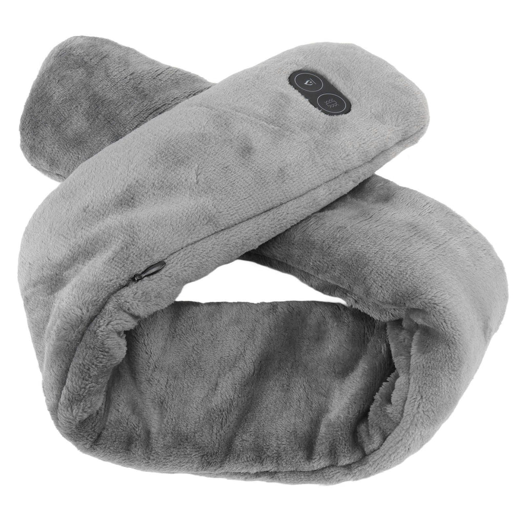 Heating Scarf USB Powered Soft Warm Soreness Relief Vibration Massage Pure Color Heated Neck Wrap for Adult Elderly Dark Gray