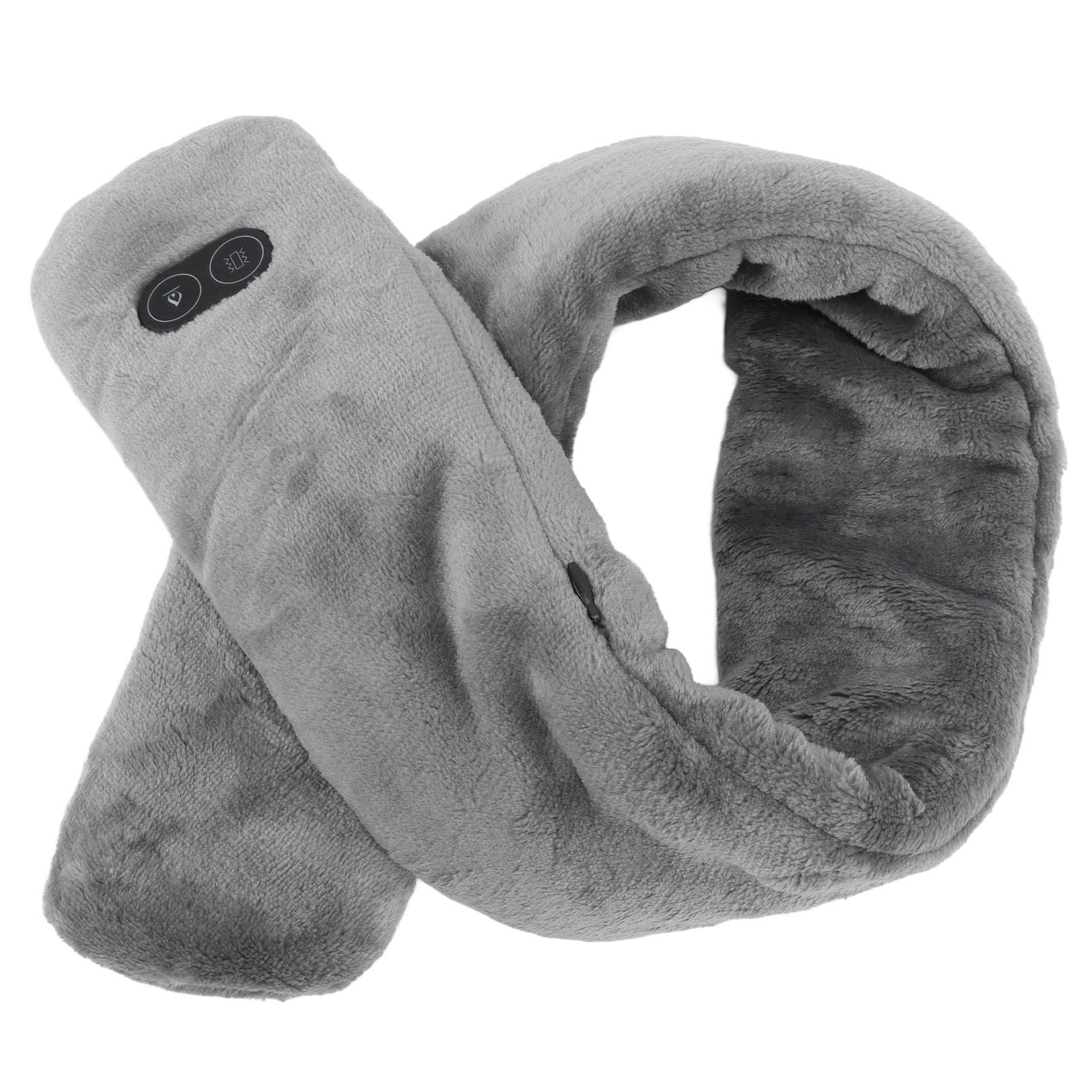 Heating Scarf USB Powered Soft Warm Soreness Relief Vibration Massage Pure Color Heated Neck Wrap for Adult Elderly Dark Gray