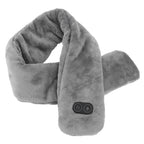 Heating Scarf USB Powered Soft Warm Soreness Relief Vibration Massage Pure Color Heated Neck Wrap for Adult Elderly Dark Gray