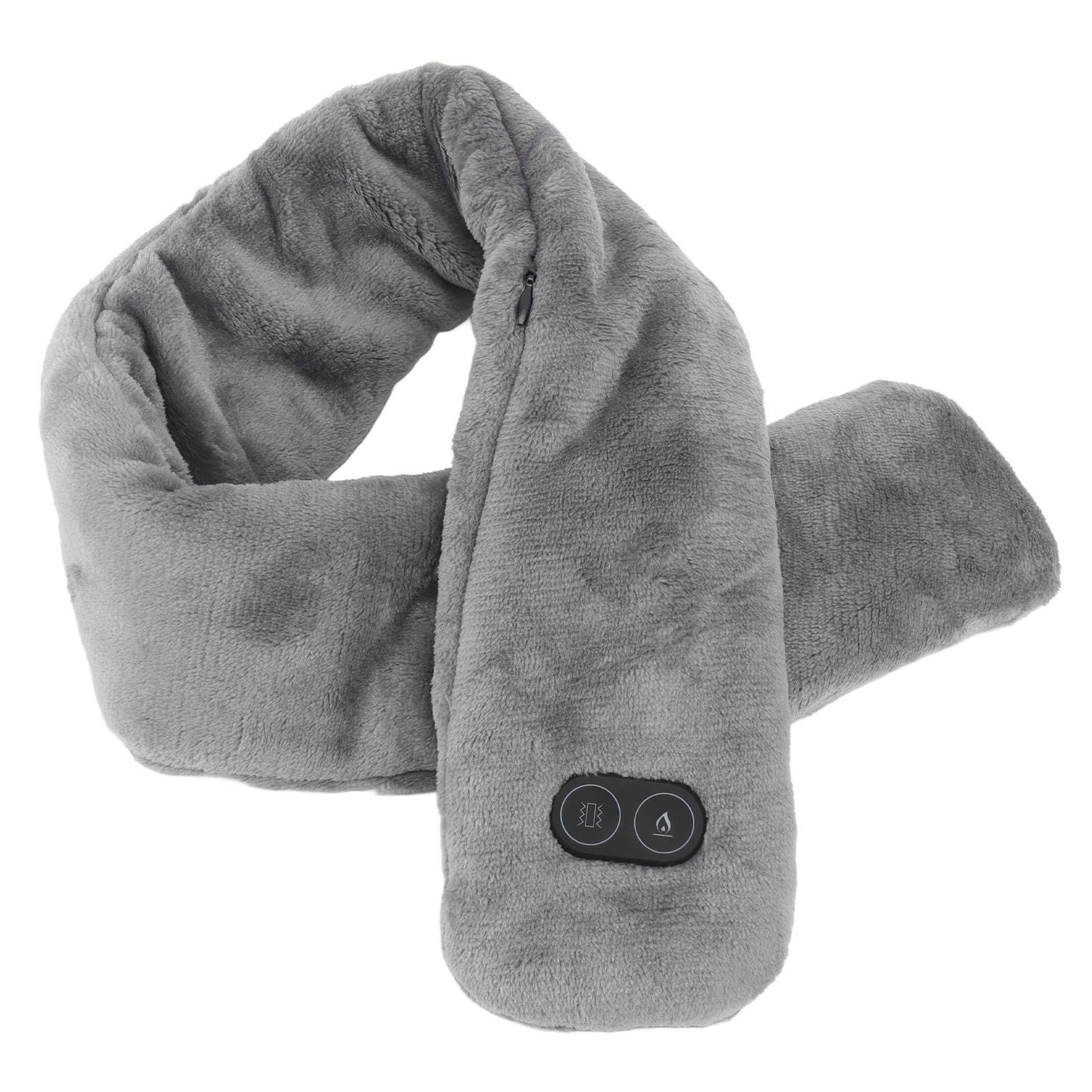 Heating Scarf USB Powered Soft Warm Soreness Relief Vibration Massage Pure Color Heated Neck Wrap for Adult Elderly Dark Gray