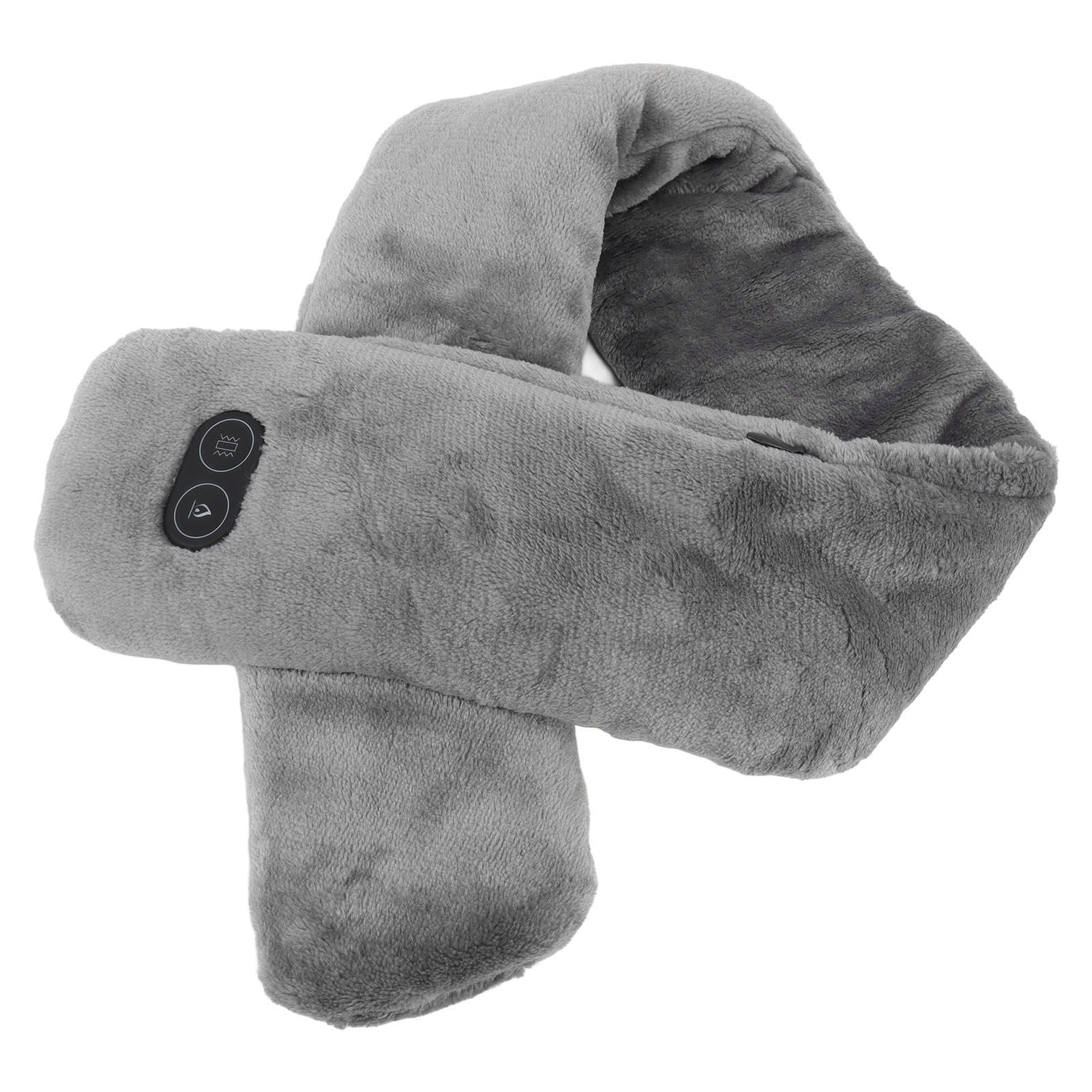 Heating Scarf USB Powered Soft Warm Soreness Relief Vibration Massage Pure Color Heated Neck Wrap for Adult Elderly Dark Gray
