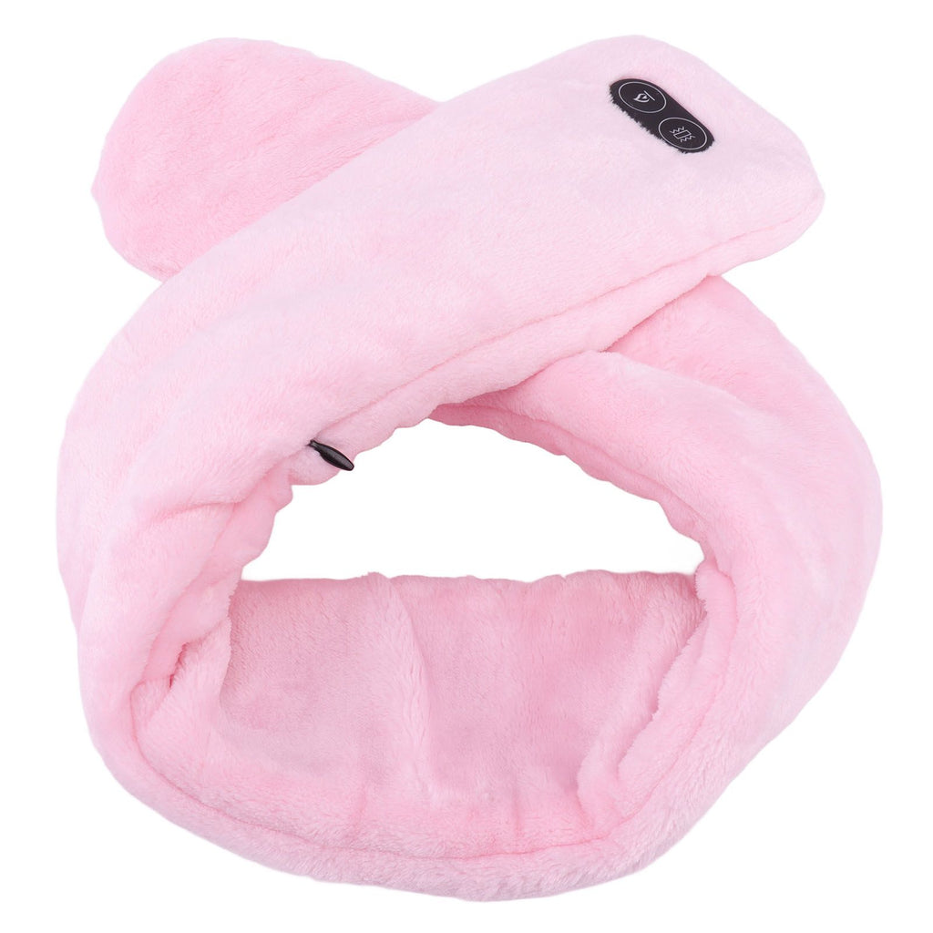 Heating Scarf USB Powered Soft Warm Soreness Relief Vibration Massage Pure Color Heated Neck Wrap for Adult Elderly Pink