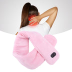 Heating Scarf USB Powered Soft Warm Soreness Relief Vibration Massage Pure Color Heated Neck Wrap for Adult Elderly Pink