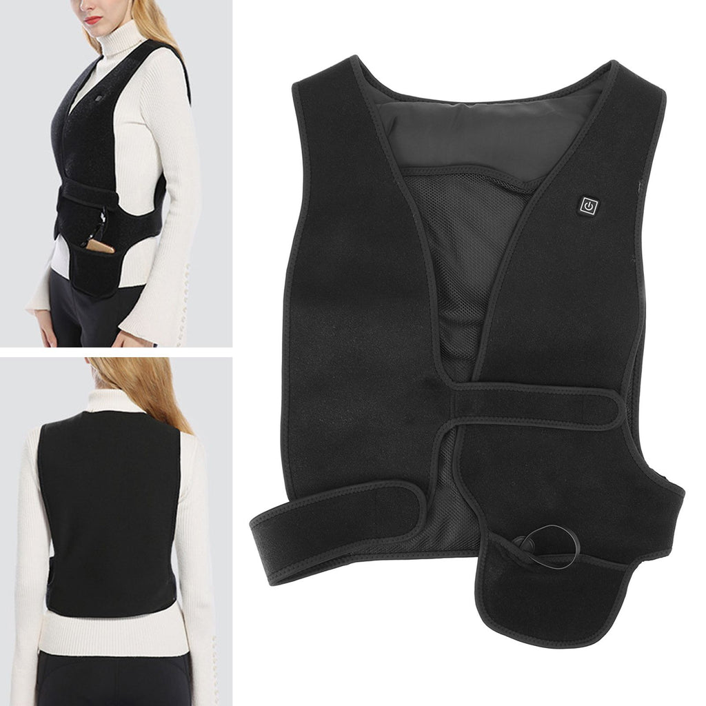 Heated Vest V Neck Fast Warmer Up Jacket USB Charge Electric Warming Heating for Winter Outdoor Men Women Black