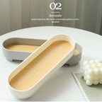 Narrow Arc Tray Simple Fashionable Versatile Decorative Home Oval Serving Storage Tray for Makeup Fragrance White