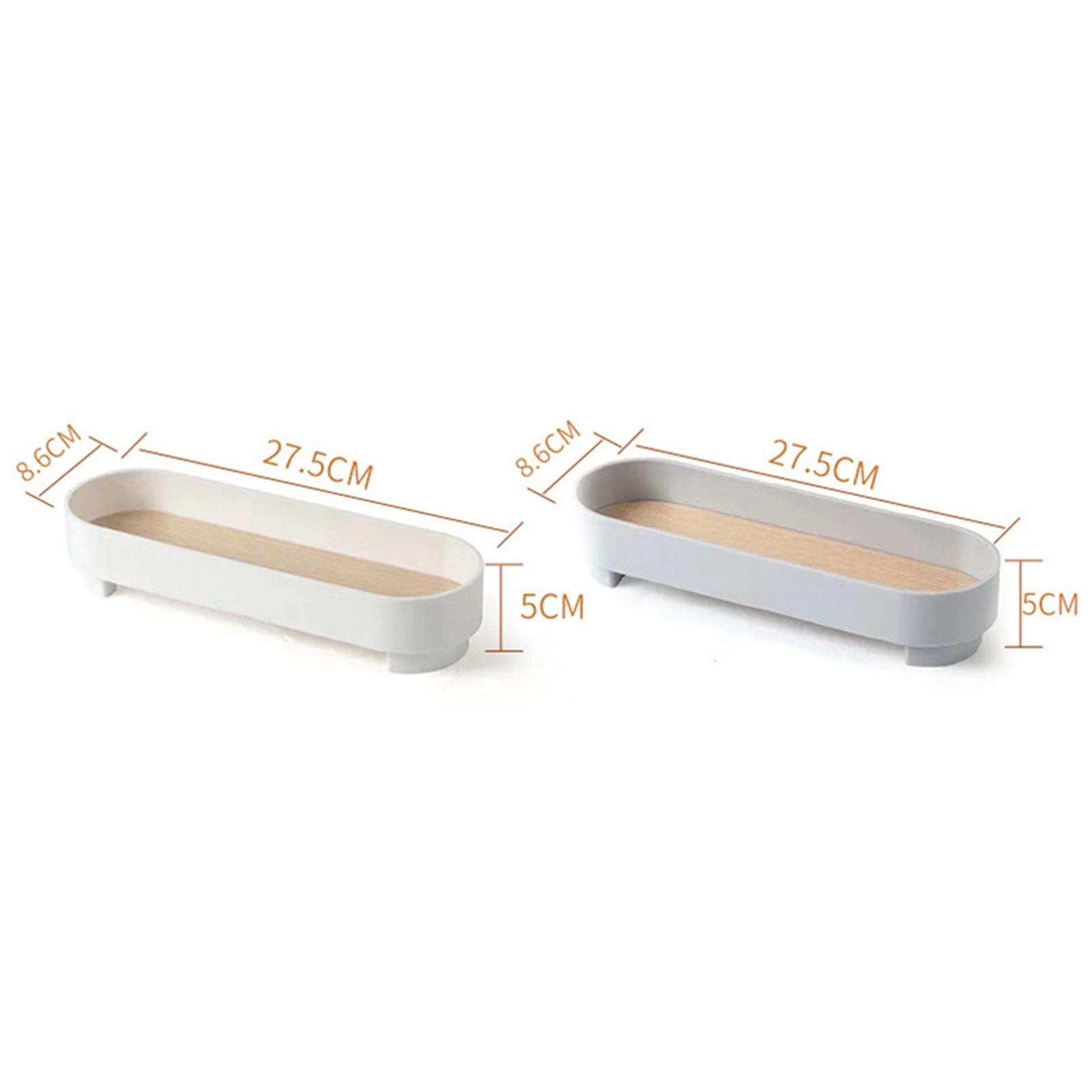 Narrow Arc Tray Simple Fashionable Versatile Decorative Home Oval Serving Storage Tray for Makeup Fragrance Gray
