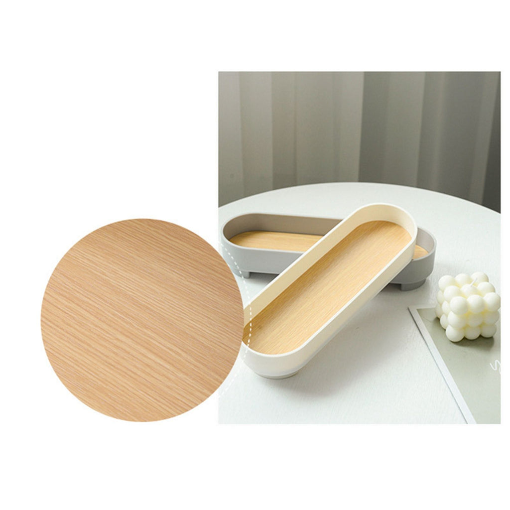 Narrow Arc Tray Simple Fashionable Versatile Decorative Home Oval Serving Storage Tray for Makeup Fragrance Gray
