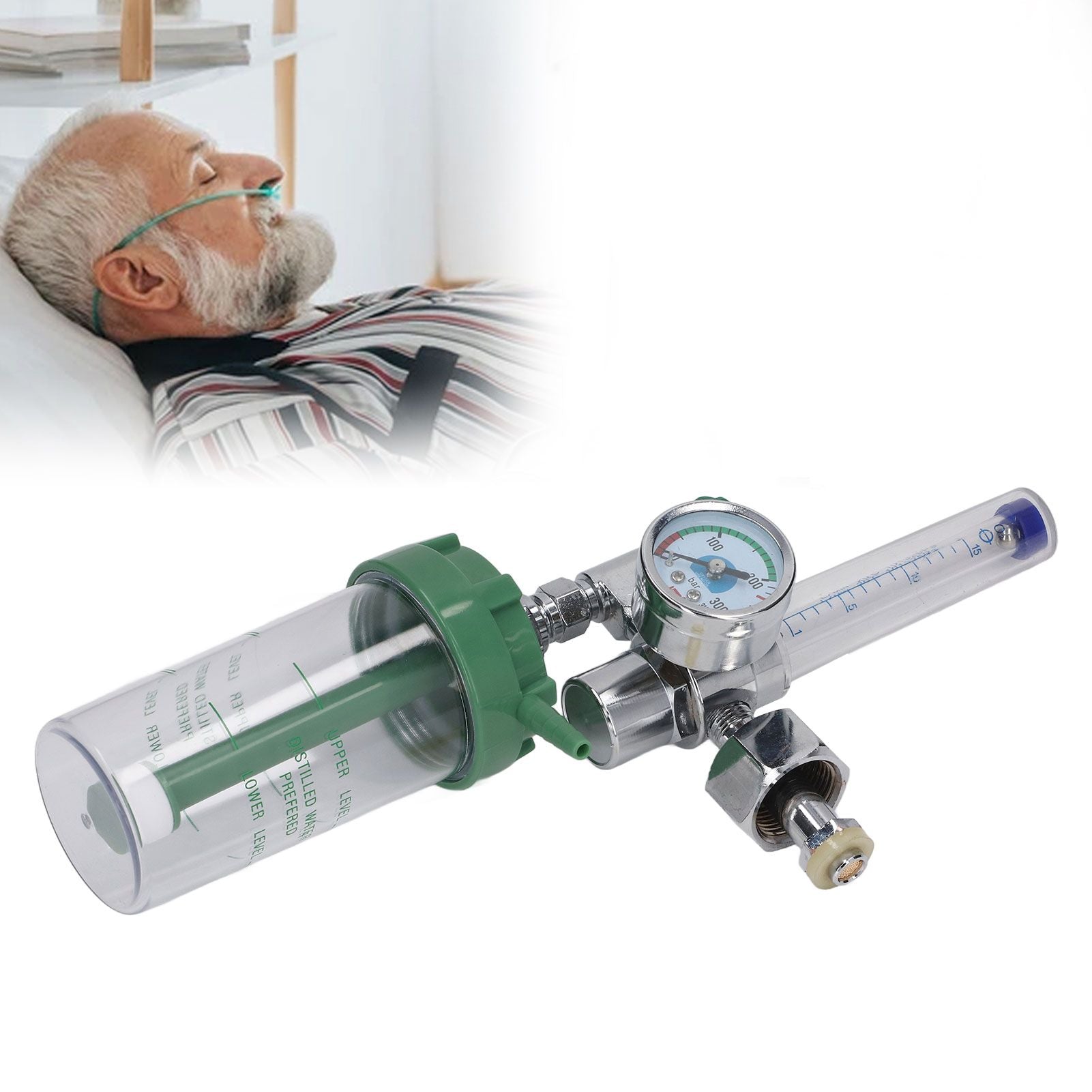 Oxygen Inhaler with G3/4 Internal Thread Russian Connector Oxygen Gauge Flow Meter for Emergency Home