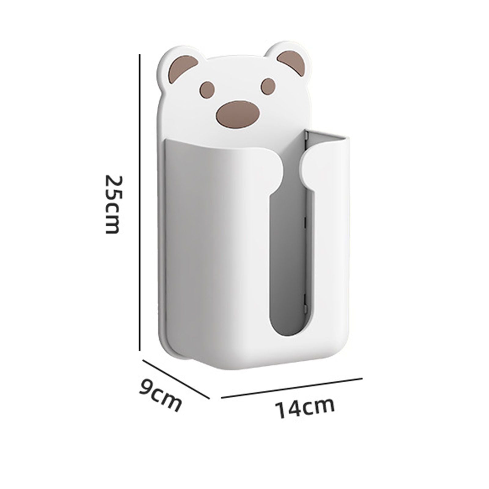 Wall Mounted Tissue Box Punching Free Cute Bear Pattern Plastic Tissue Dispenser for Home Bathroom White Bear Brown