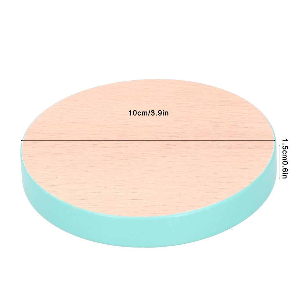 Round Wood Coaster Placemat Round Heat Resistant Drink Mat Cup Pad for Home KitchenBlue