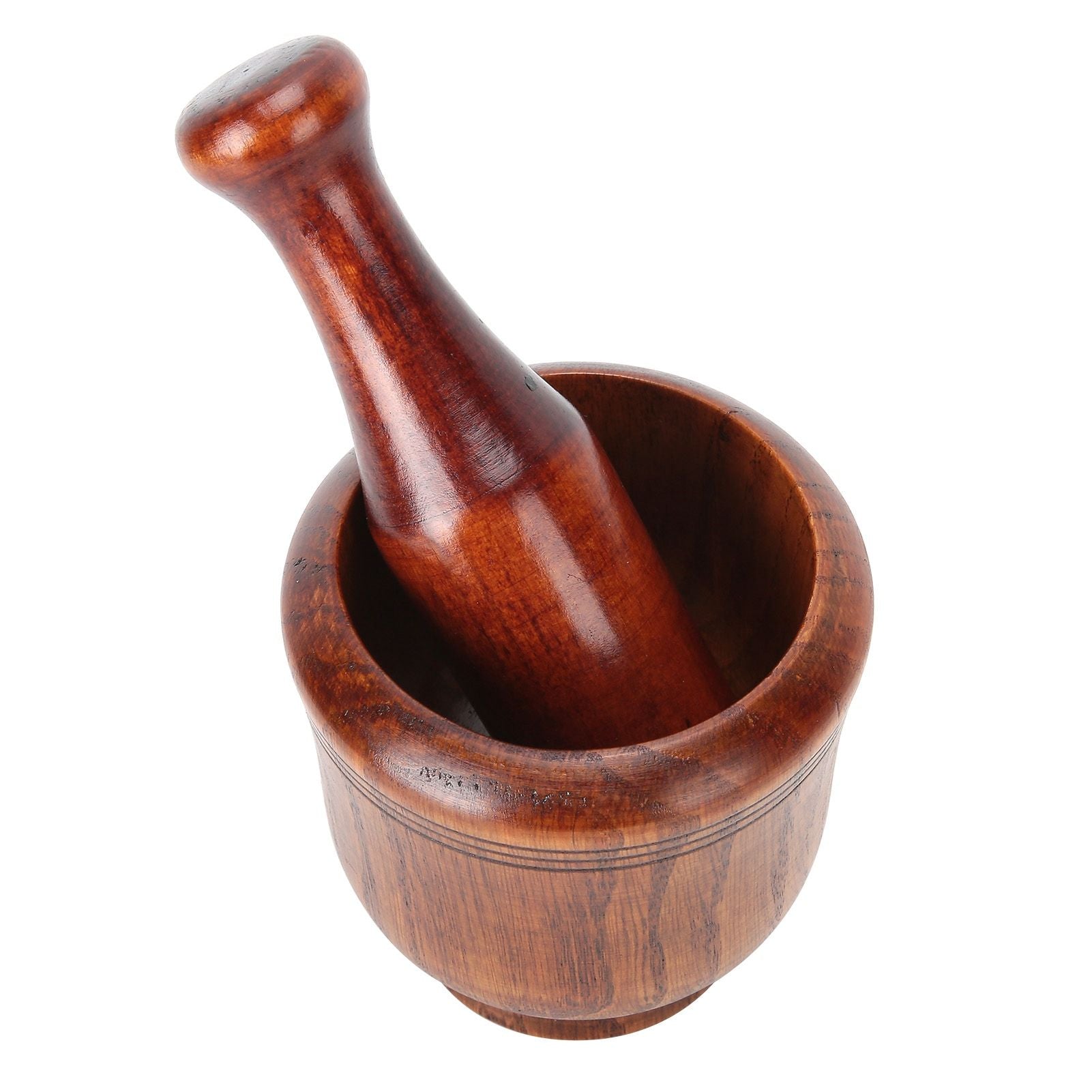 Wooden Grinding Bowl Household Kitchen Manual Garlic Ginger Spices Grinder Mortar Pestle Set