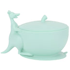 Cute Silicone Baby Feeding Bowl Spoon Set with Suction Base Non-Slip Tableware for InfantLight Green