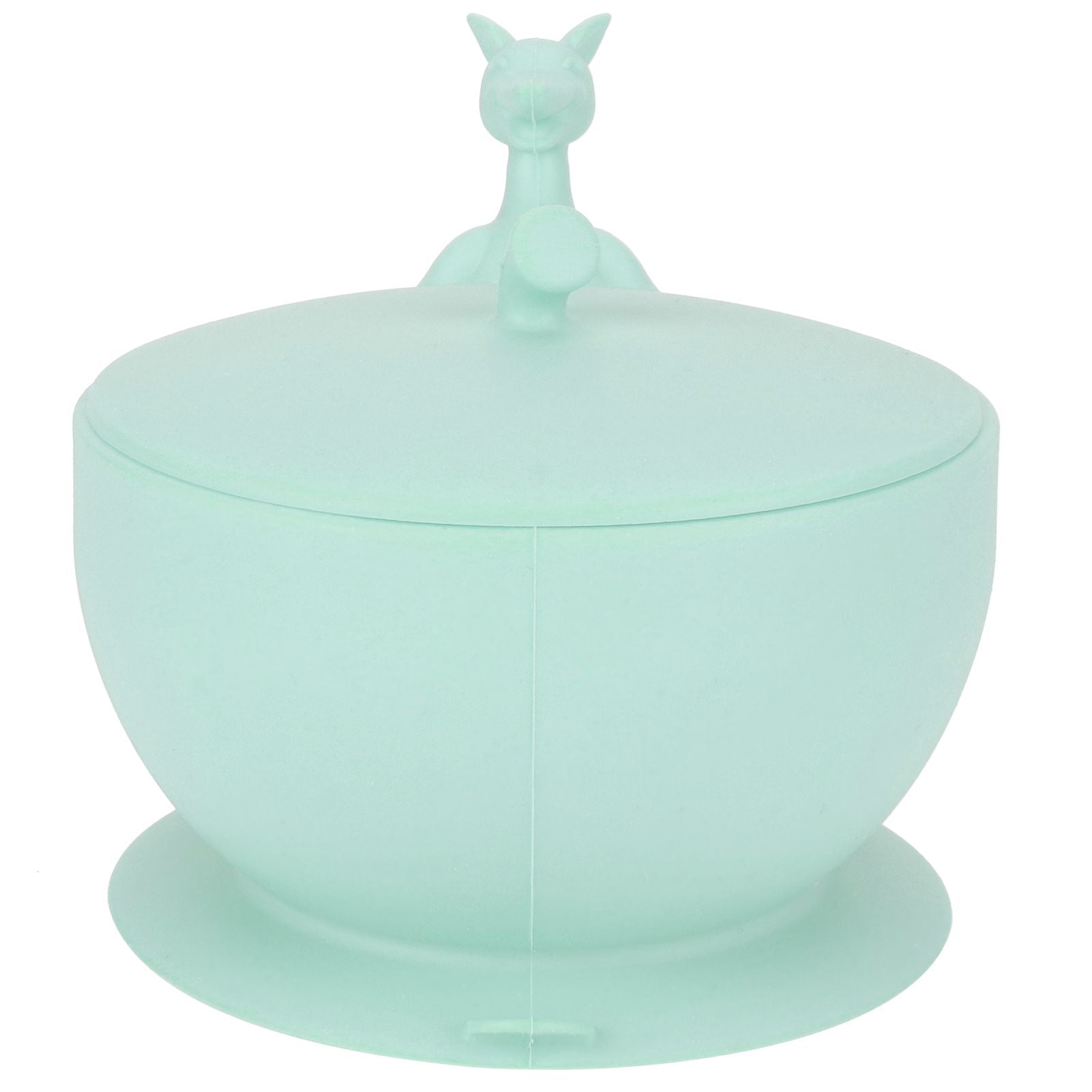 Cute Silicone Baby Feeding Bowl Spoon Set with Suction Base Non-Slip Tableware for InfantLight Green