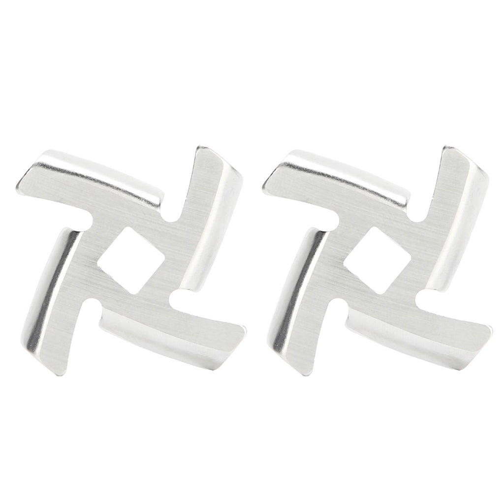 2Pcs Meat Grinder Blade 304 Stainless Steel Grinding Plate Disc Accessory for 5#/B Type Grinder(8MM Square Hole Crossed Blade )