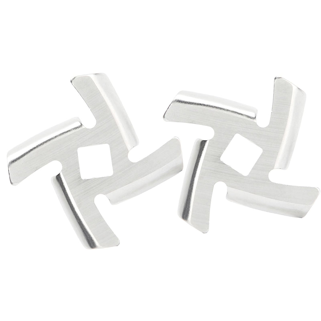 2Pcs Meat Grinder Blade 304 Stainless Steel Grinding Plate Disc Accessory for 5#/B Type Grinder(8MM Square Hole Crossed Blade )