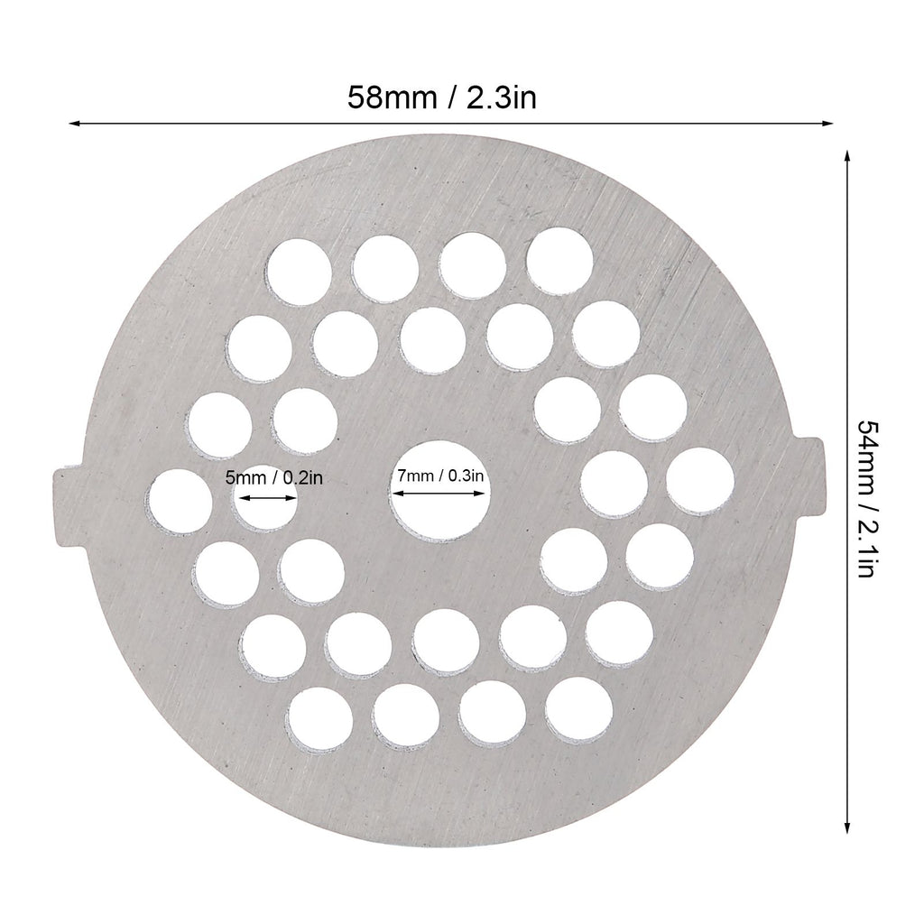 2Pcs Electric Mincer Blade Stainless Steel Grinding Plate Round Hole for 5#/B Type Grinder(5mm 30 Holes )