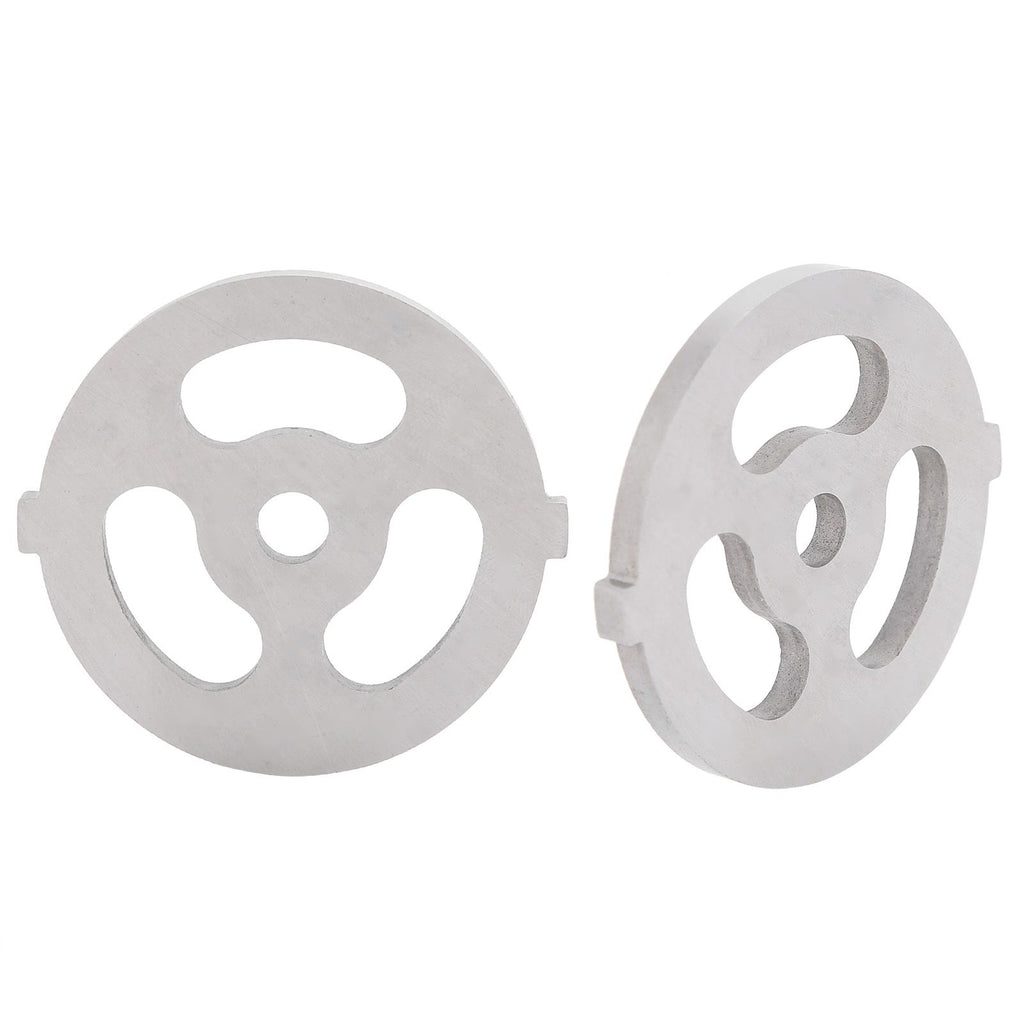 2pcs Meat Grinder Blade 304 Stainless Steel Cutting Plate 7mm/0.3in ID for 5#/B Type Meat Grinder(3 Holes Knife Plate )