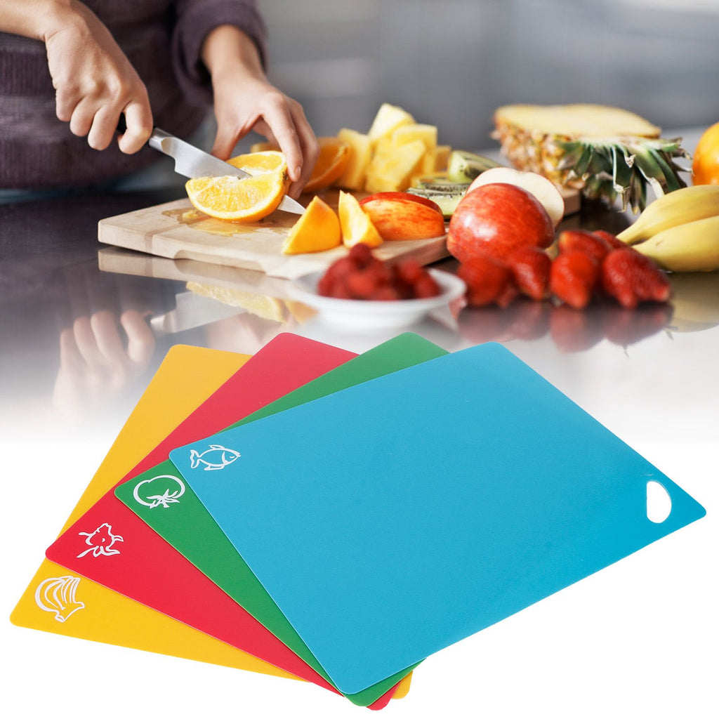 4pcs PP Flexible Kitchen Cutting Board Non Slip Cutting Board for Vegetable Meat 1.2mm