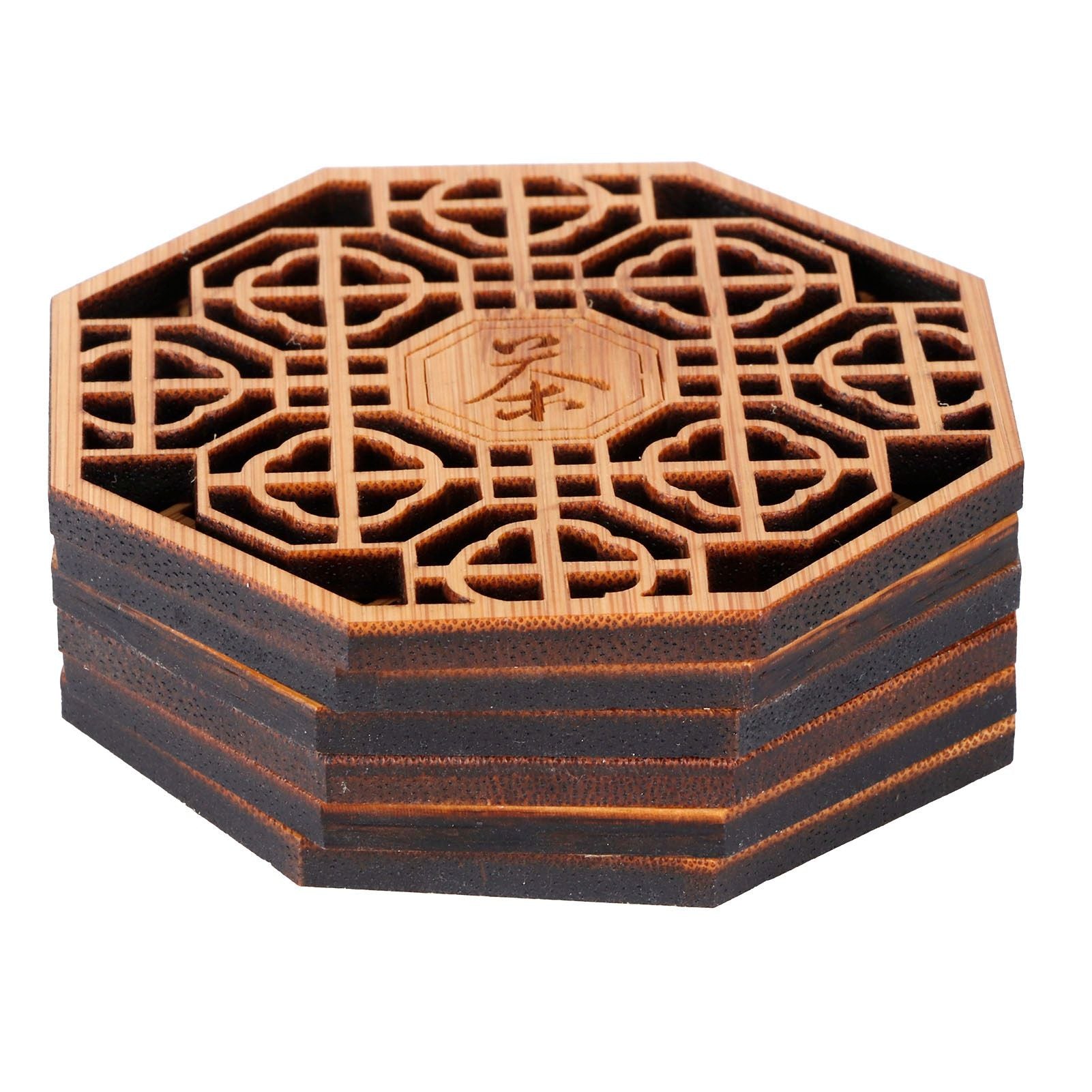 6PCS Bamboo Coaster Teacup Mat AntiScald Heat Insulation Pad Tea Ceremony Supplies(Type 1 )