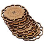 6Pcs/Set Teacup Mat Bamboo Coaster Heat Insulated Cup Pad Drinkware Tabletop AccessoryFlower Bud Type