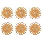 6Pcs/Set Teacup Mat Bamboo Coaster Heat Insulated Cup Pad Drinkware Tabletop AccessoryFlower Bud Type