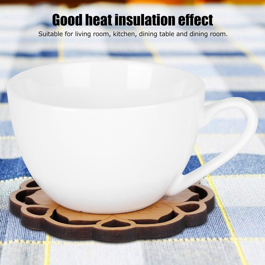 6Pcs/Set Teacup Mat Bamboo Coaster Heat Insulated Cup Pad Drinkware Tabletop AccessoryFlower Bud Type
