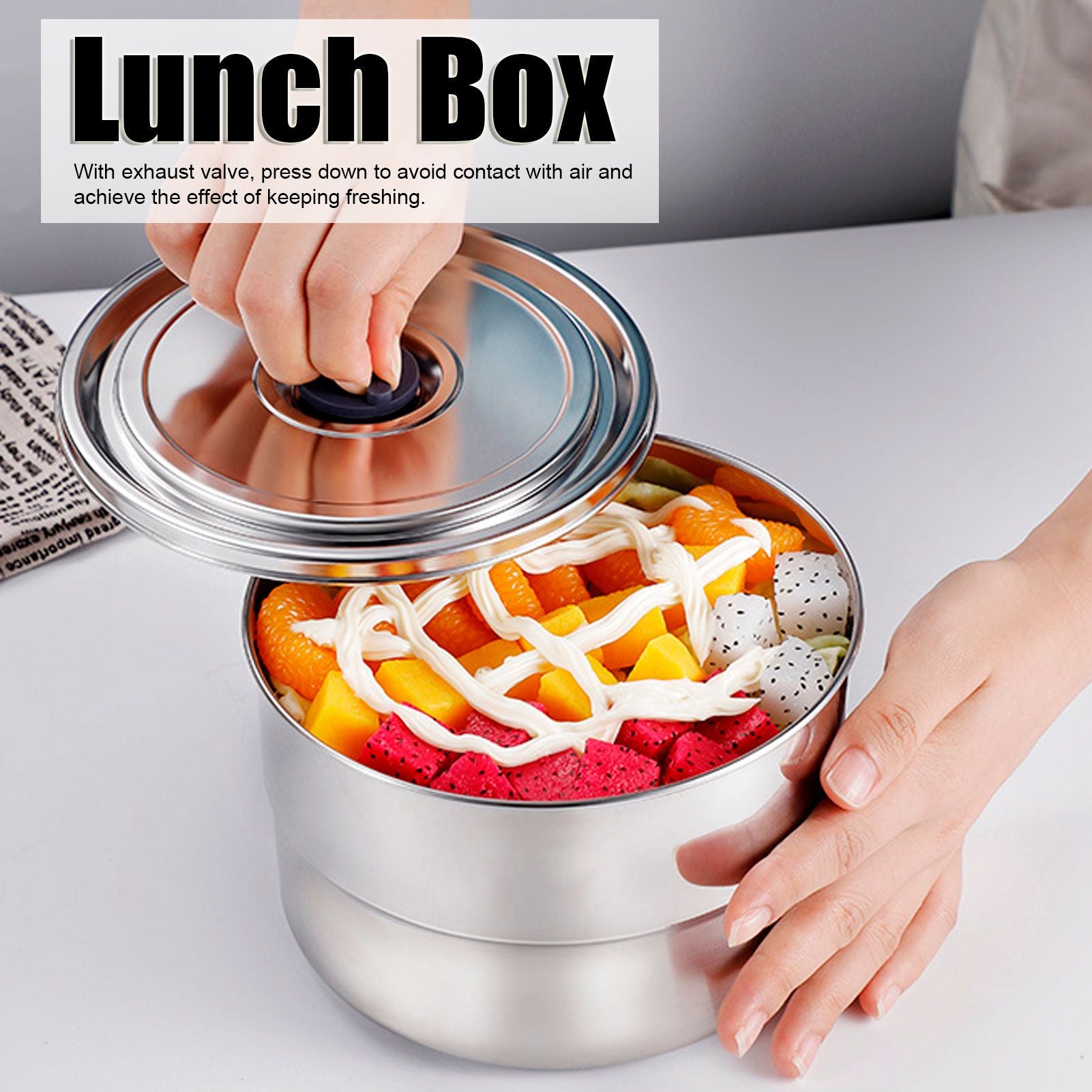 Lunch Box Portable 304 Stainless Steel Food Storage Container for School Picnic Camping600ml