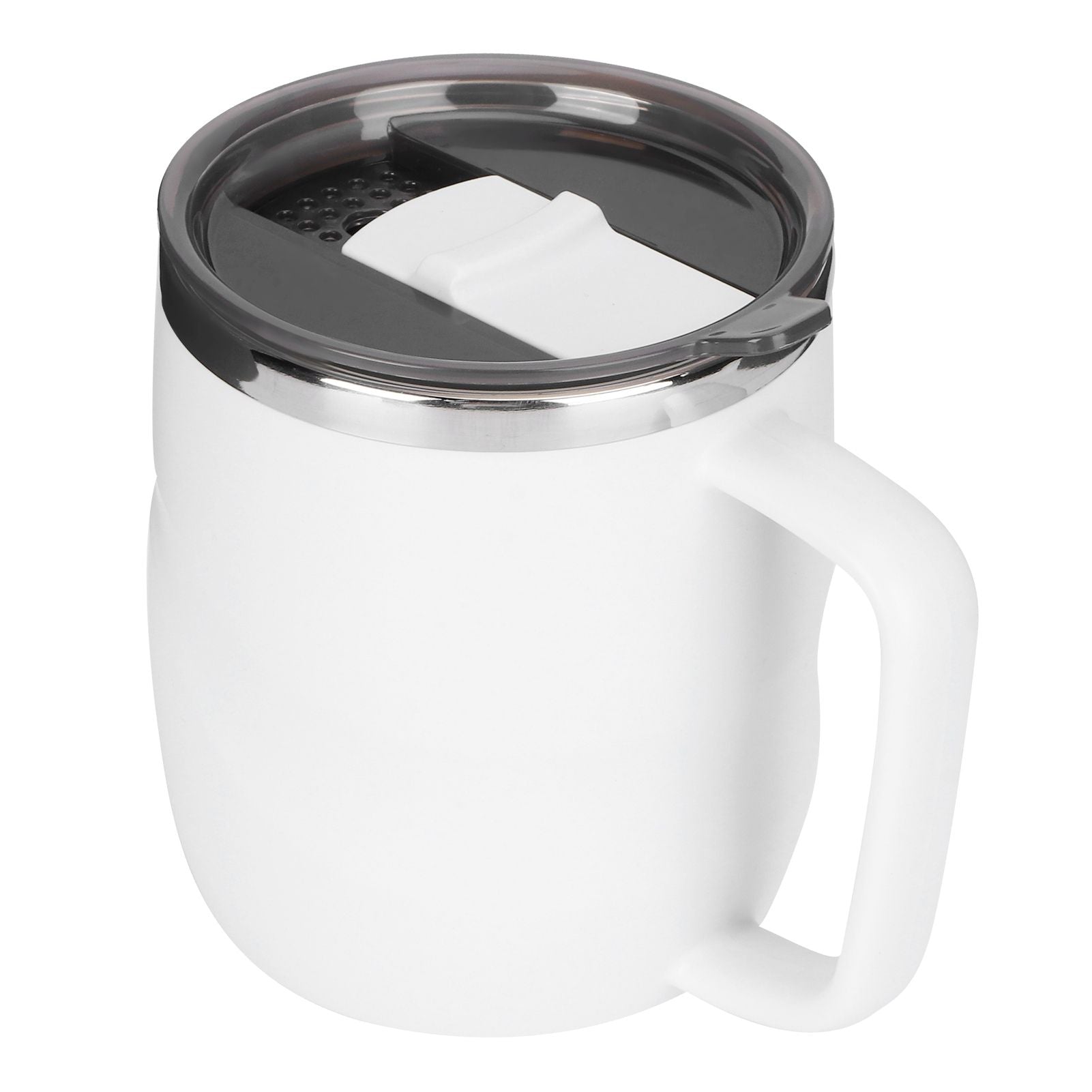 400ml Coffee Mug Stainless Steel Anti Scalding Water Cup with Lid for Home Office Wonderful Gift(White )