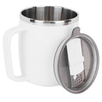 400ml Coffee Mug Stainless Steel Anti Scalding Water Cup with Lid for Home Office Wonderful Gift(White )