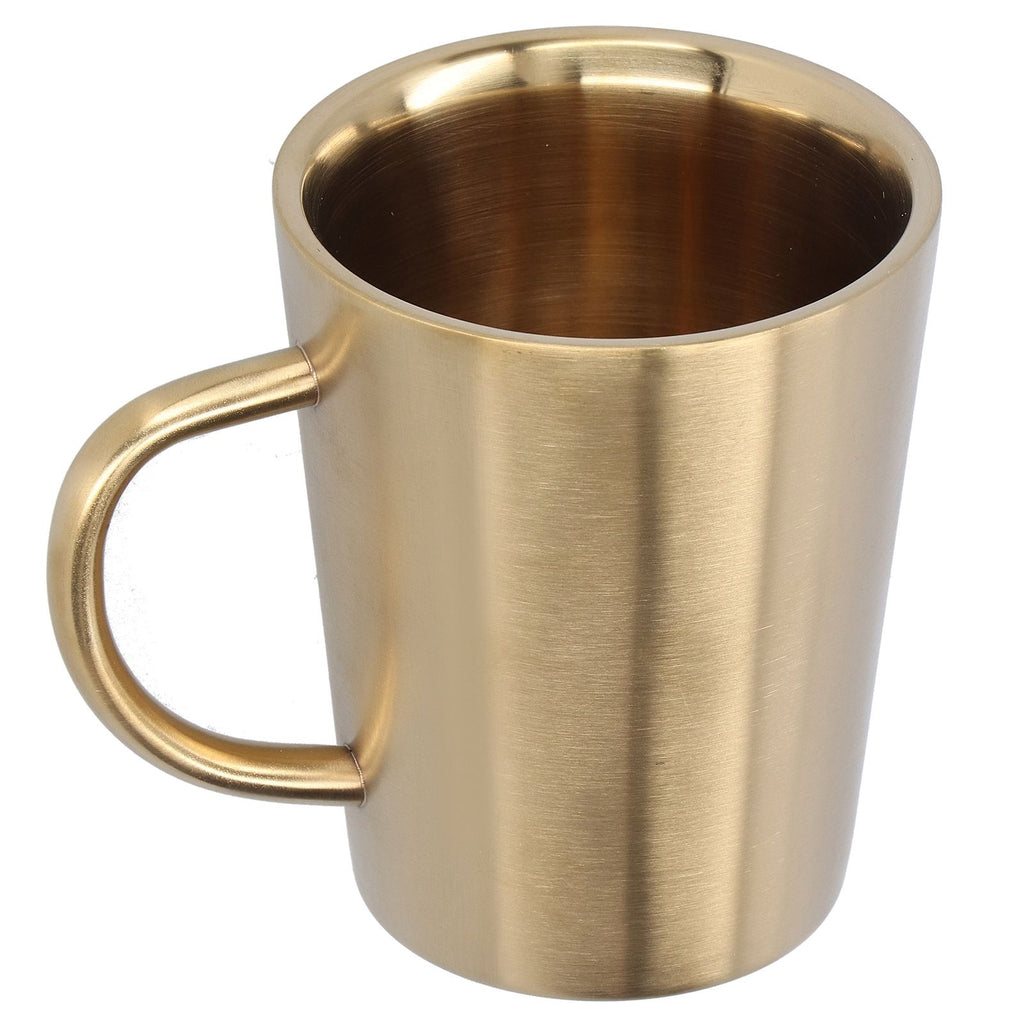 340ml 304 Stainless Steel Beer Mug Coffee Water Cup with Handgrip Double Wall DrinkwareGold