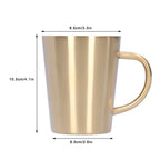 340ml 304 Stainless Steel Beer Mug Coffee Water Cup with Handgrip Double Wall DrinkwareGold