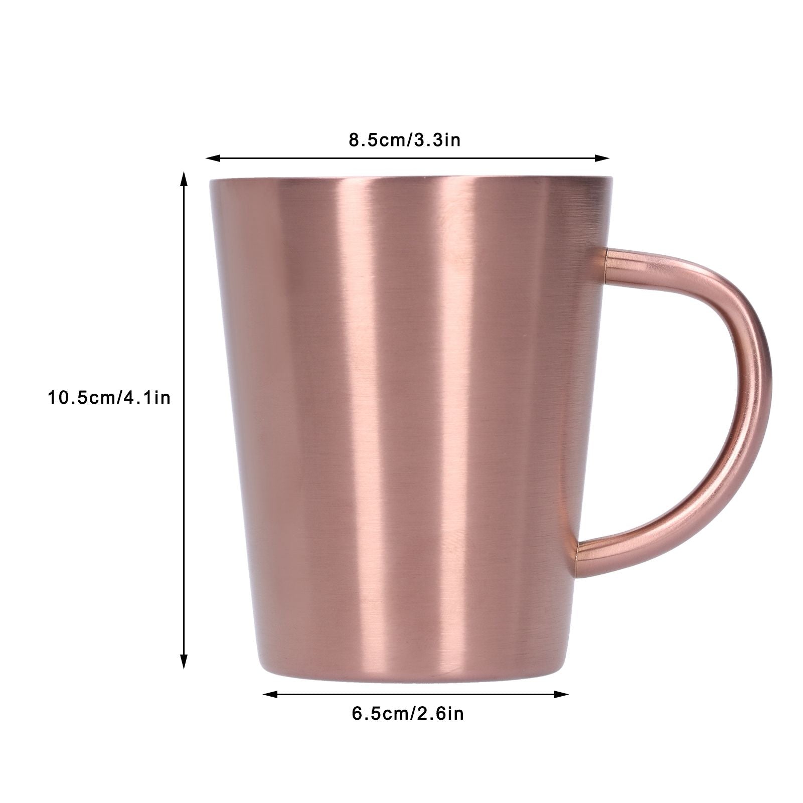 340ml 304 Stainless Steel Beer Mug Coffee Water Cup with Handgrip Double Wall DrinkwareRose Gold