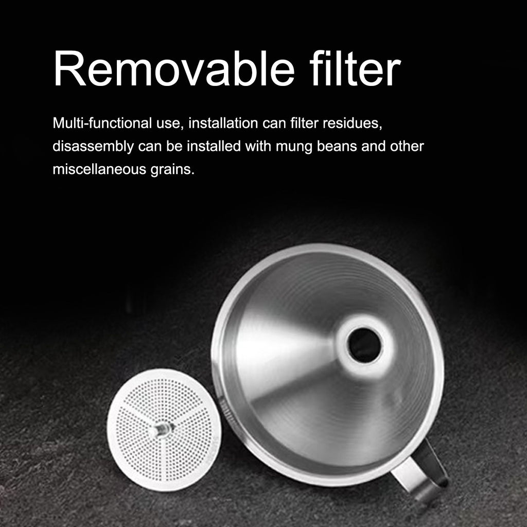 304 Stainless Steel Filling Funnel Separatory Oil Beer Coffee Water Liquid Funnel Kitchen ToolMedium Size 13cm