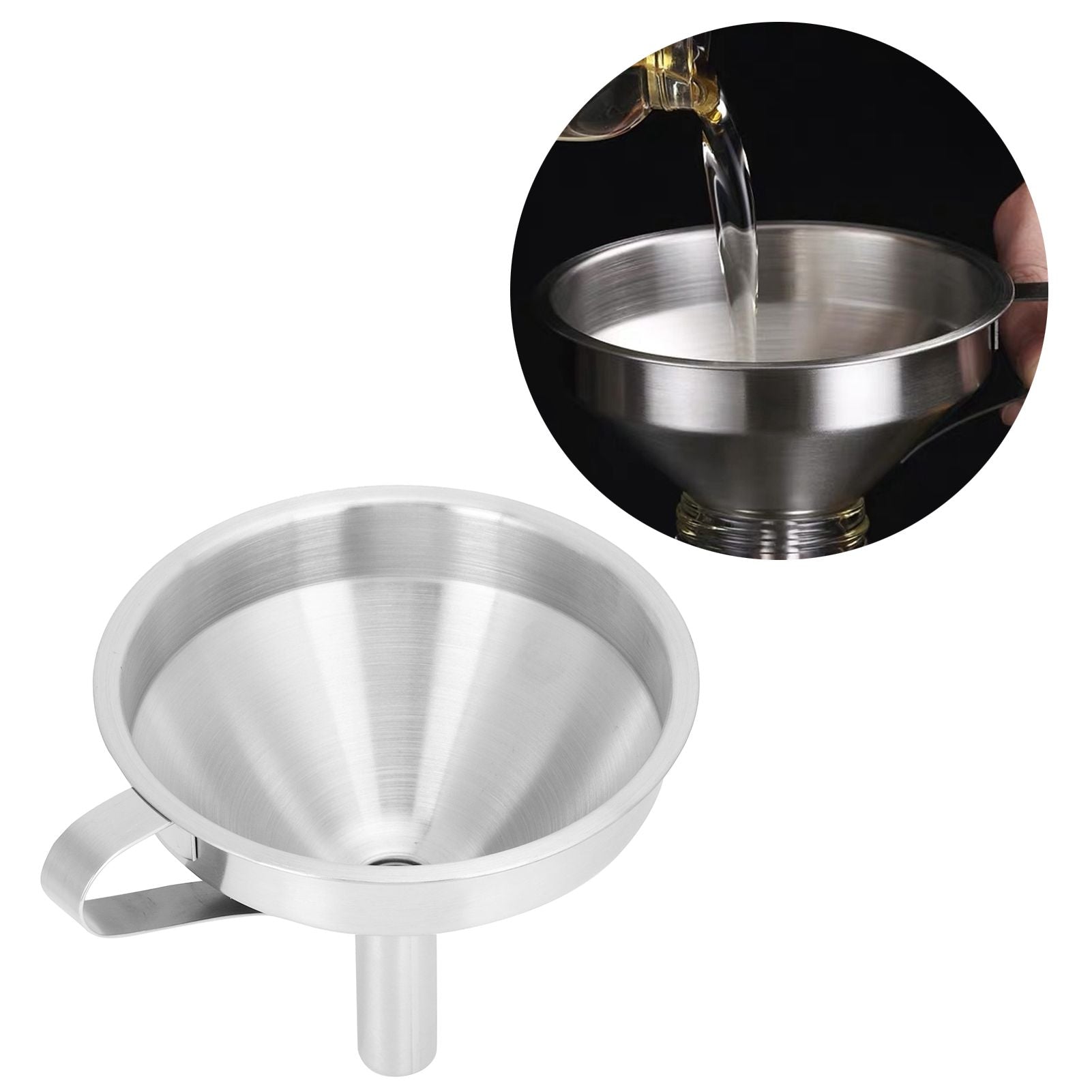 304 Stainless Steel Filling Funnel Separatory Oil Beer Coffee Water Liquid Funnel Kitchen ToolLarge Size 15cm
