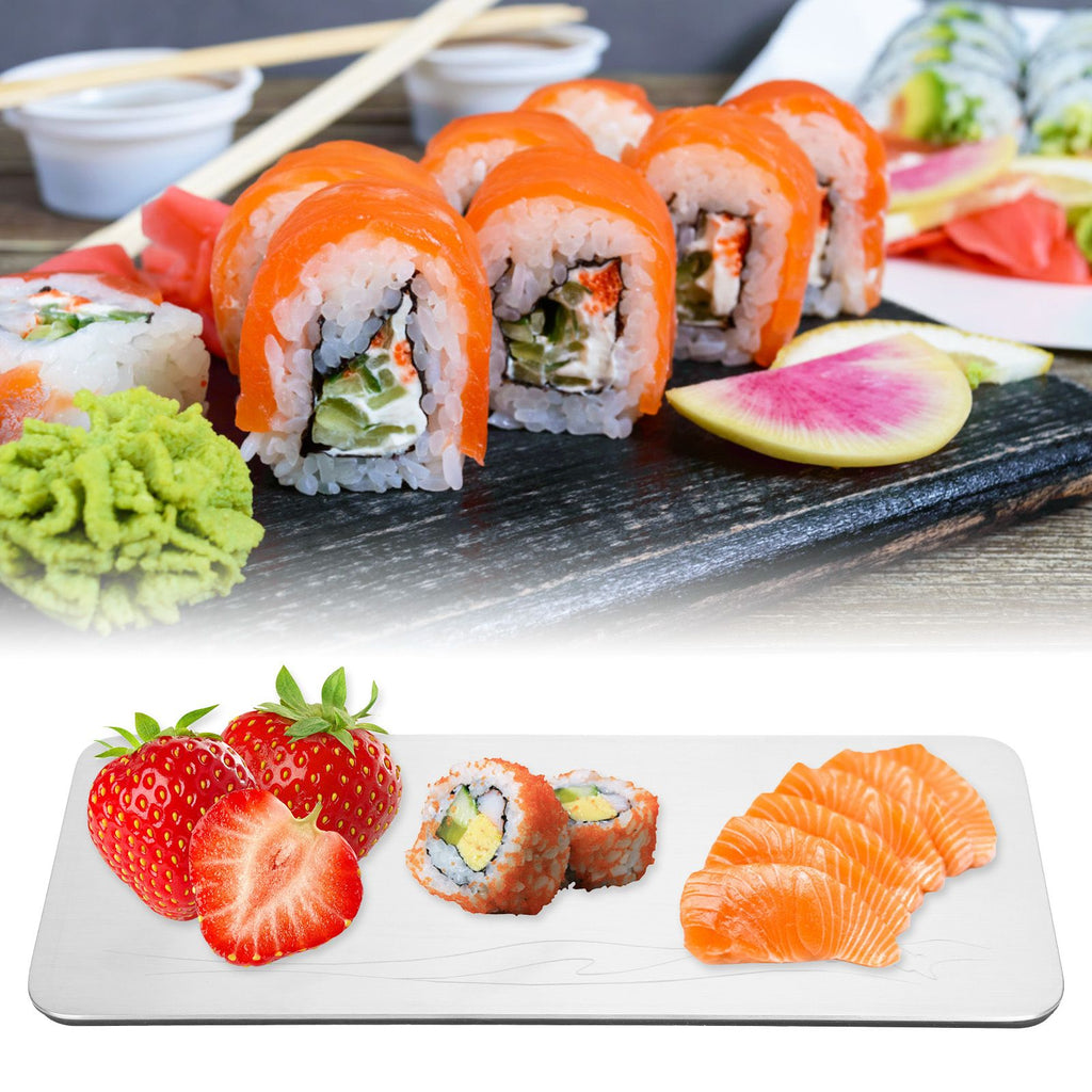 304 Stainless Steel Rectangle Sushi Plate Snacks Fruit Desserts Tray Serving Dish Home SuppliesM